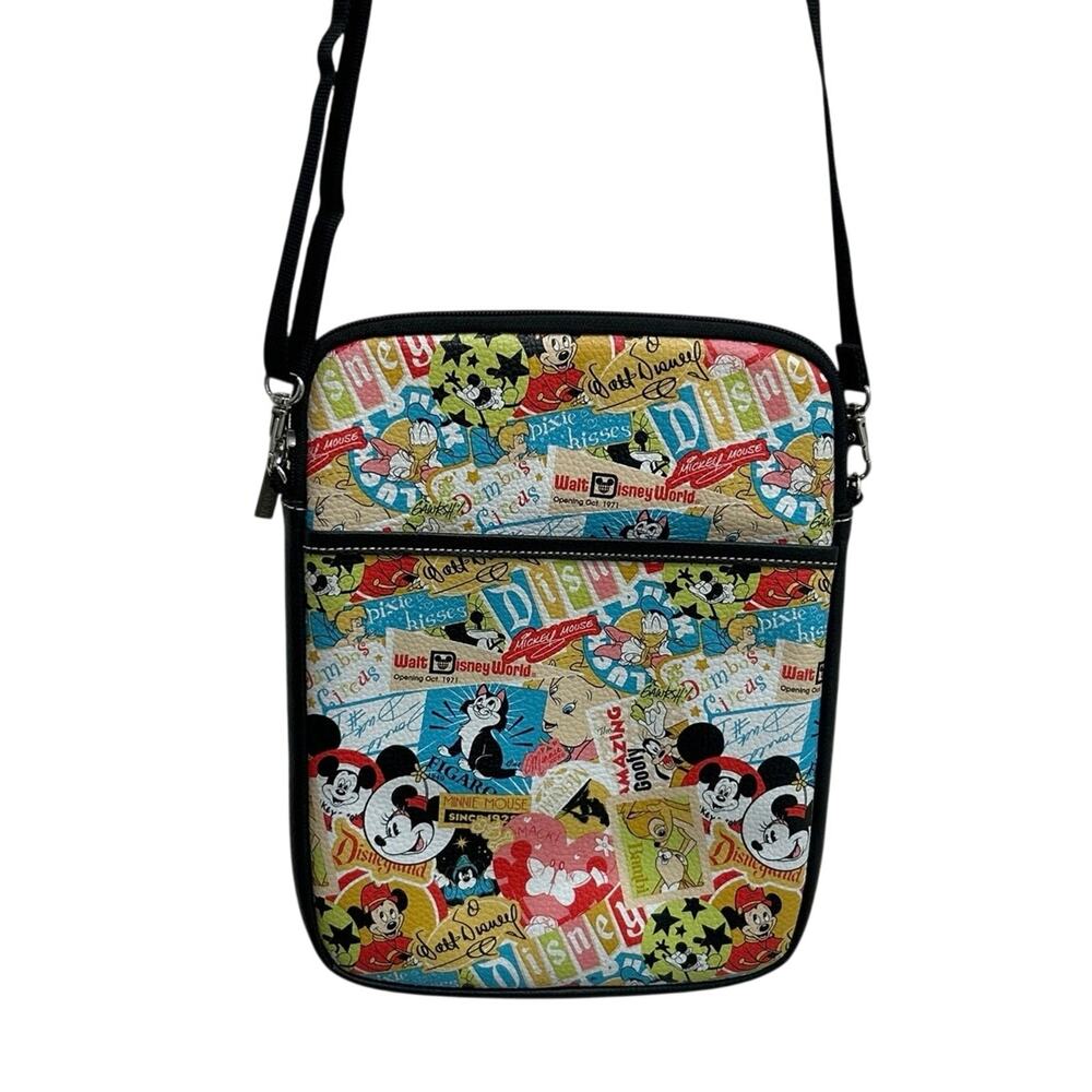 Disney Parks Classic Collage crossbody bag w/retro characters DTech case Tablet